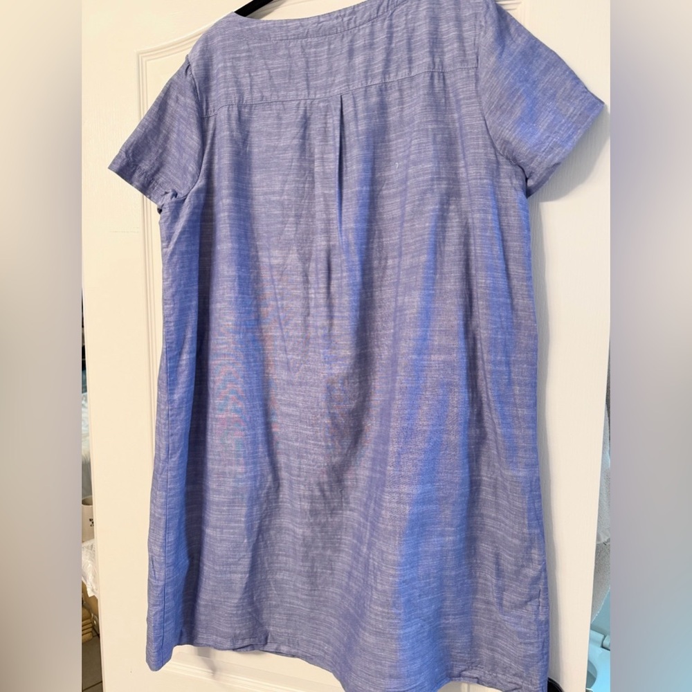 Joules Chambray FiFi Dress Blue and Red Textured Size 14 Norm Core Classic - Picture 3 of 5